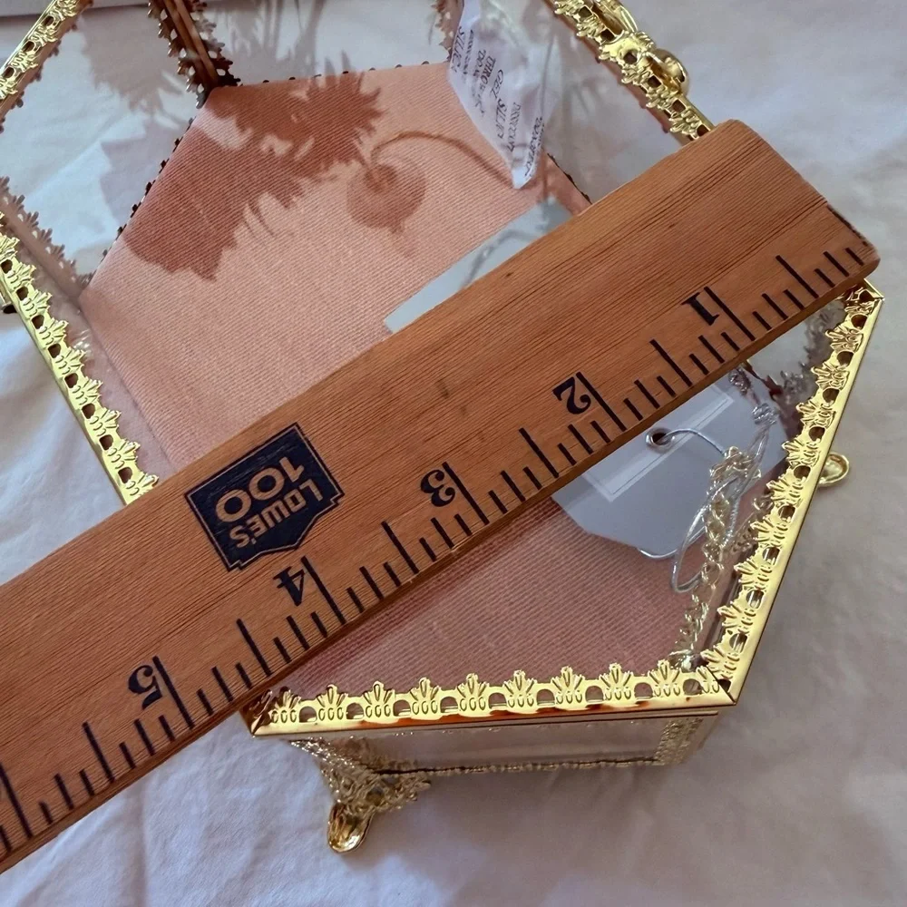 Elegant Gold Glass Jewelry Box antique style